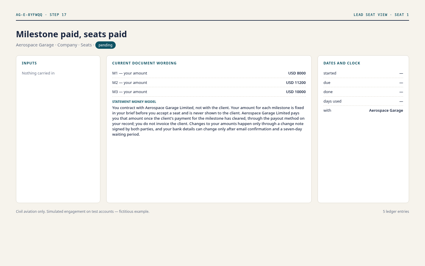 Lead seat view, step 17