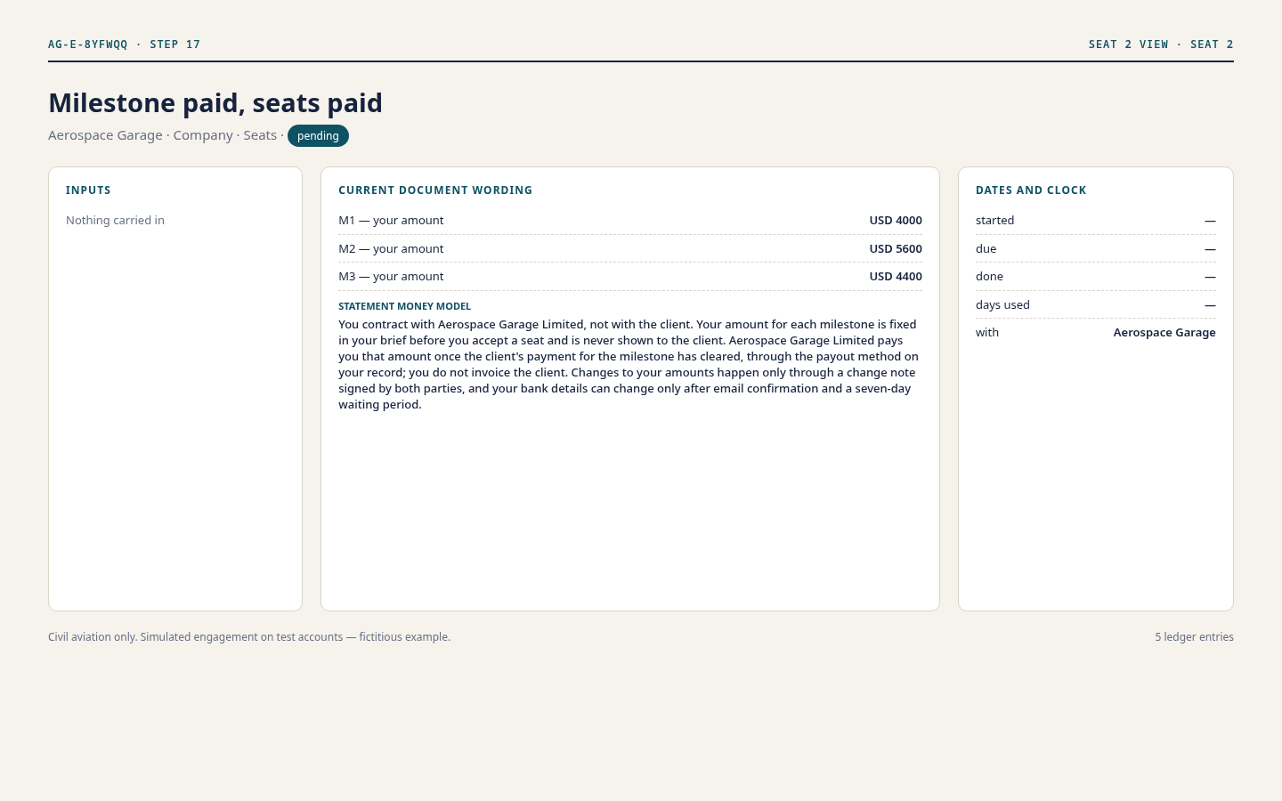 Seat 2 view, step 17